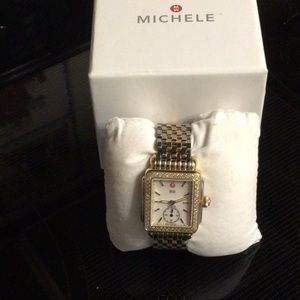 MICHELE Diamond Deco Watch Two-tone Bracelet